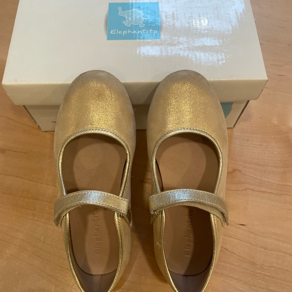 Elephantito Gold Kids Mary Jane Shoes
